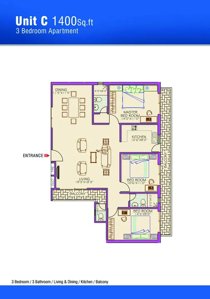 UNIT C - 3BR