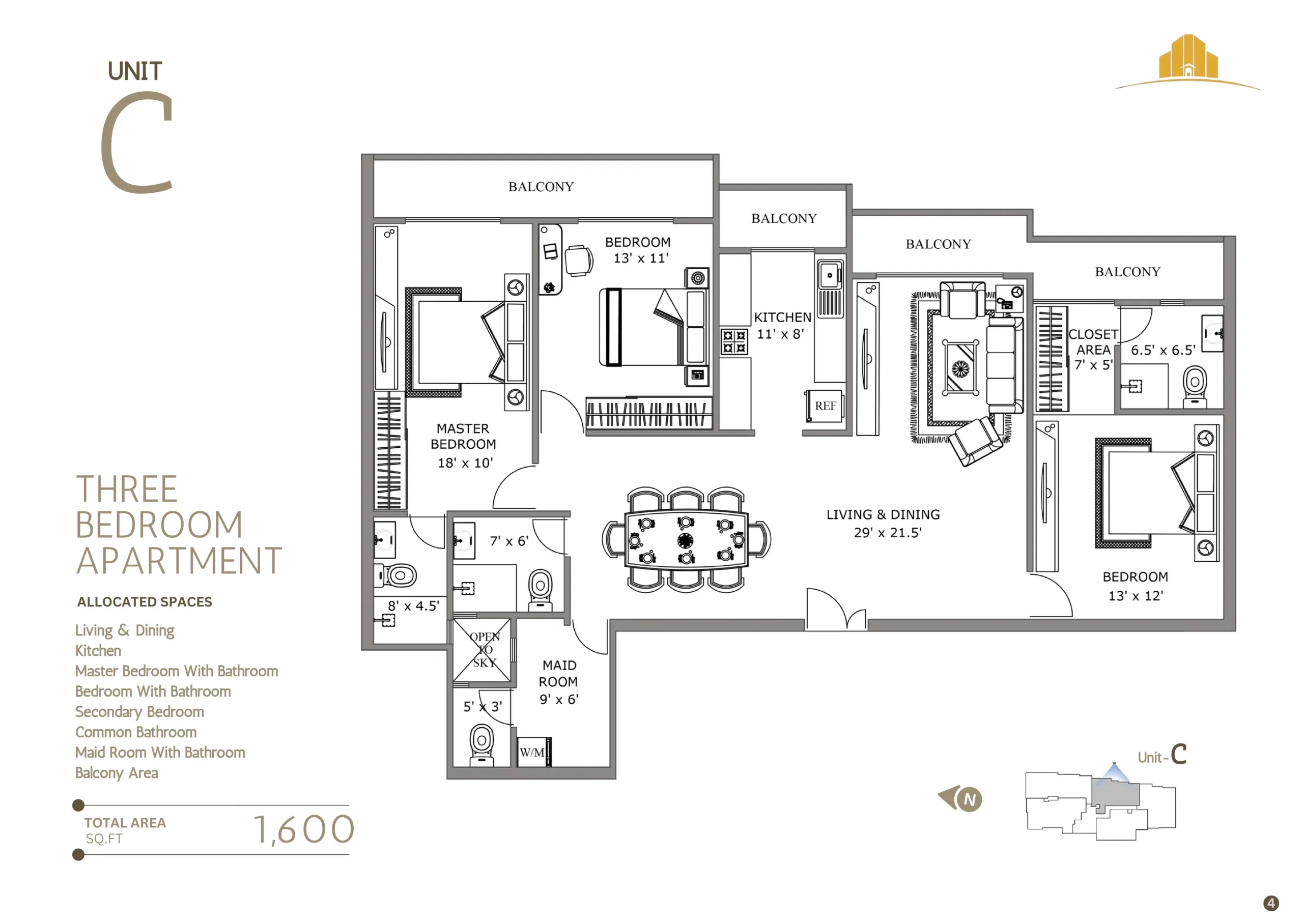 UNIT C - 3BR