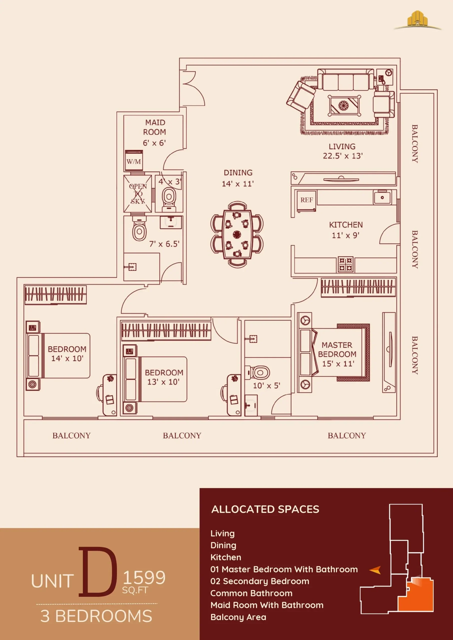 UNIT D - 3BR