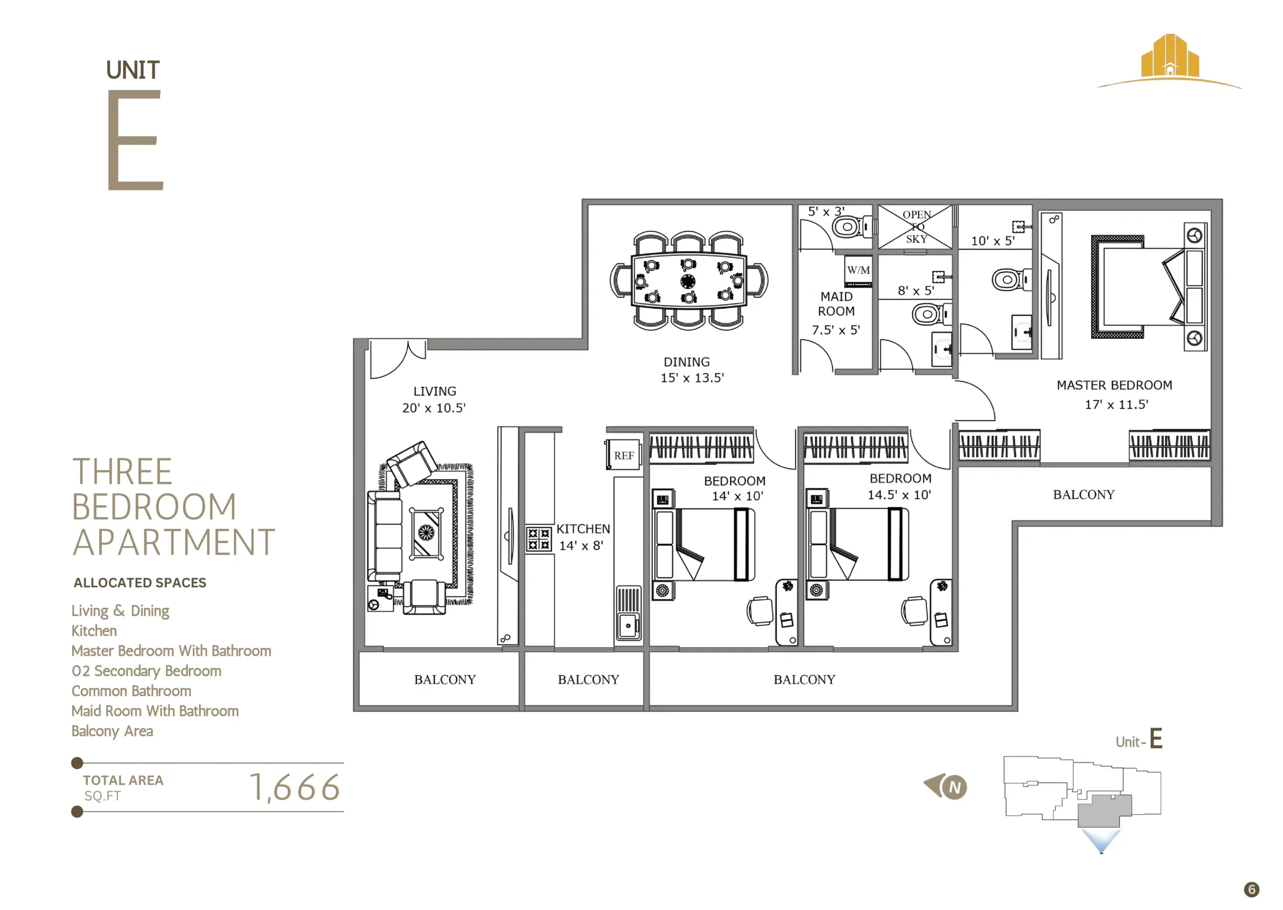 UNIT E - 3BR